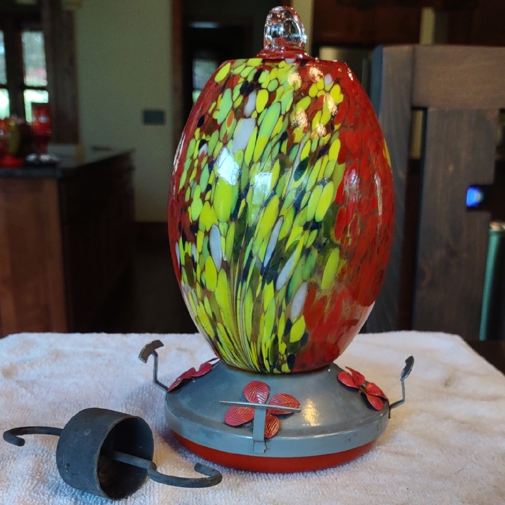 Vibrant Glass Hummingbird Feeder, Set Of Two
